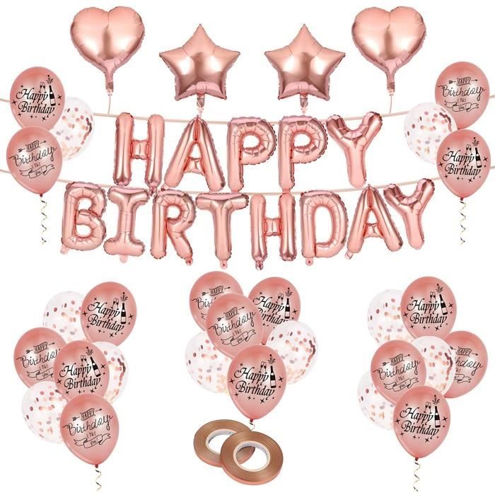 Tonygp 60 Pices Anniversaire Ballon Rose Gold Ballon Joyeux Anniversaire Kithappy Birthday Lettre Ballon Banderole Joyeux Pou Cdiscount Maison