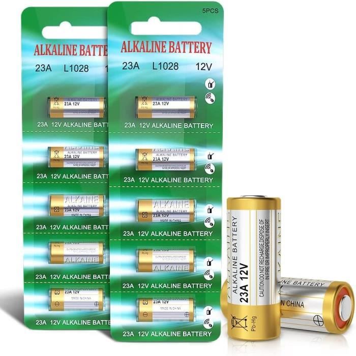 Piles 23A 12V - Lot De 10 GP Extra - Alcalines Longue Durée Pour Télécommandes, Capteurs Et Appareils Médicaux
