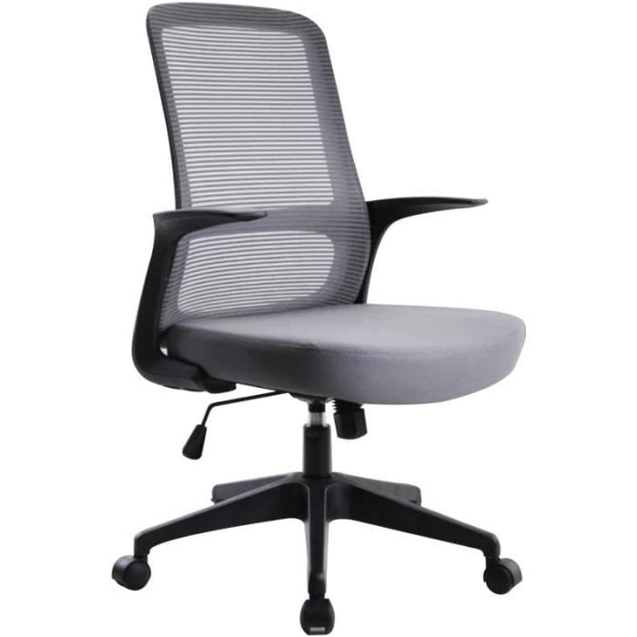 Chaise De Bureau Ergonomique Pivotante En Tissu Effet Peluche, Hauteur Réglable, Dossier Avec