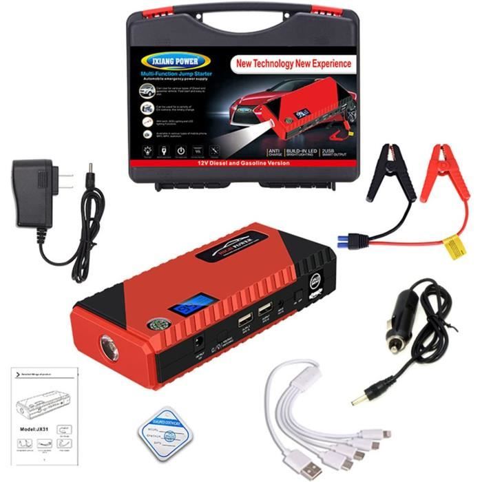 12V Jump Starter 99800mAh 1200A Power Bank Jumper Cables Kit Auto Batterie  Booster Chargeur Dispositif de Démarrage avec Lumiè[356] - Cdiscount Auto