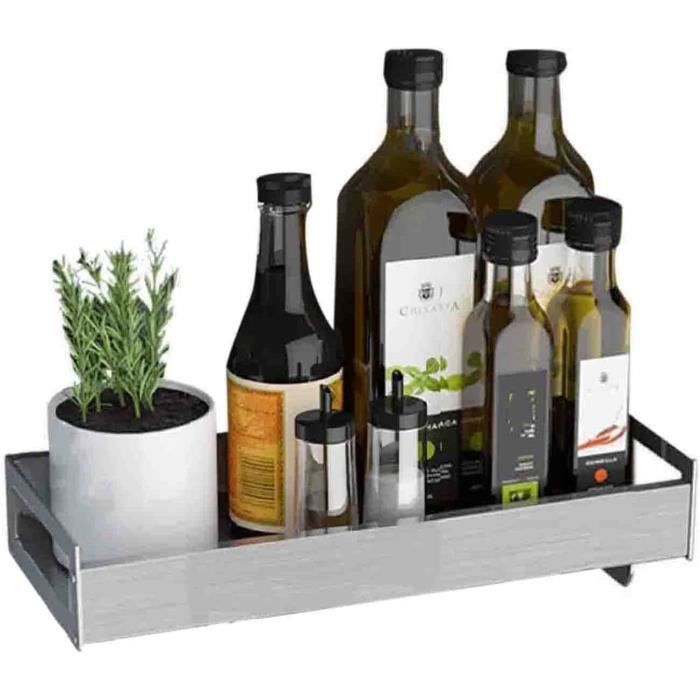Étagère Murale Sans Perçage DUNSOO - Avec Porte-rouleau Et 4 Crochets - Acier Inoxydable Noir - Pour Cuisine, Salle De Bain, Réfrigérateur