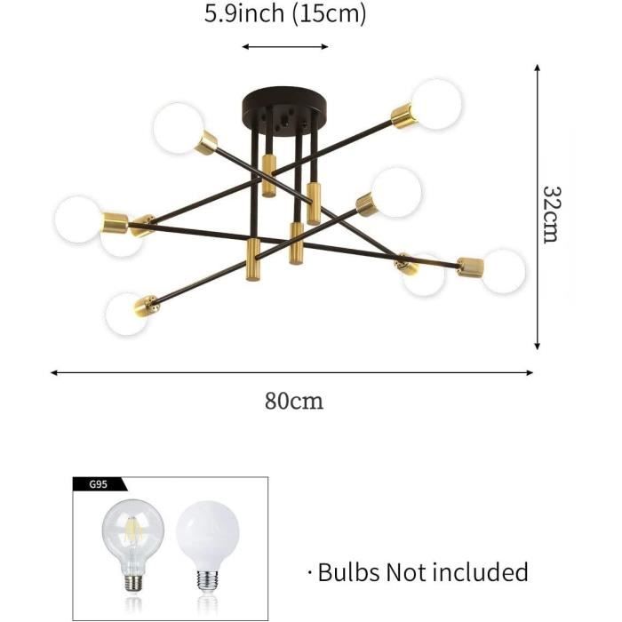 Suspension Lustre Sputnik Vintage Gris - 24 Embouts - Déco Maison Design XXe