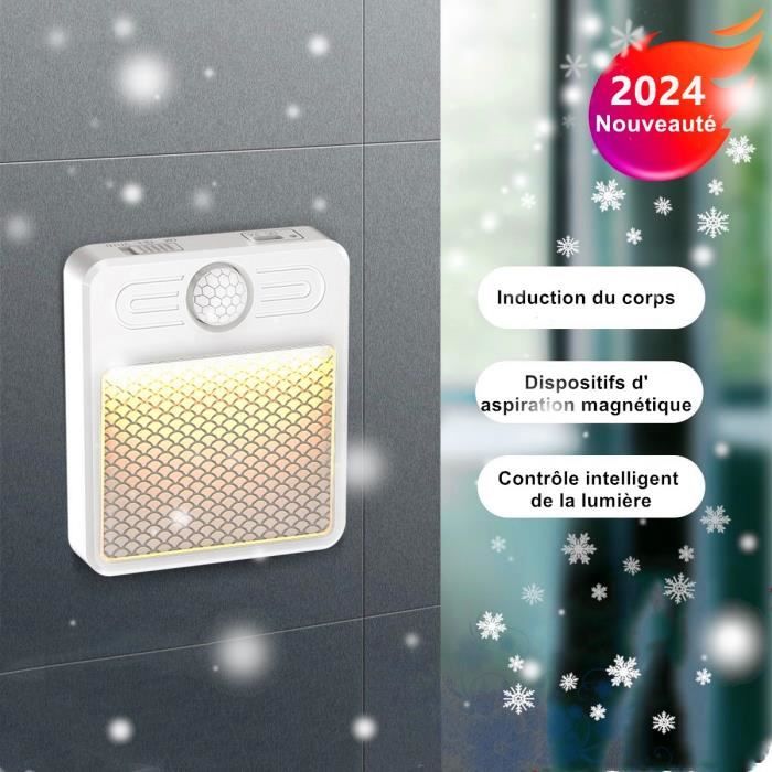 Lot de 4 Veilleuse sans Fil Autocollant LED Lampes Murales Détecteur de Mouvement USB Éclairage de Nuit pour Escalier Couloir