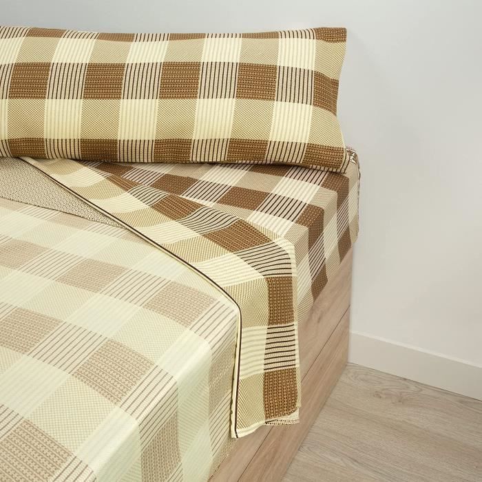 Drap Plat 2 Personnes NARCISO Parure De Lit 180x200 En Coton Imprimu00e9s Avec Motifs Drap Housse 180x200 Coton