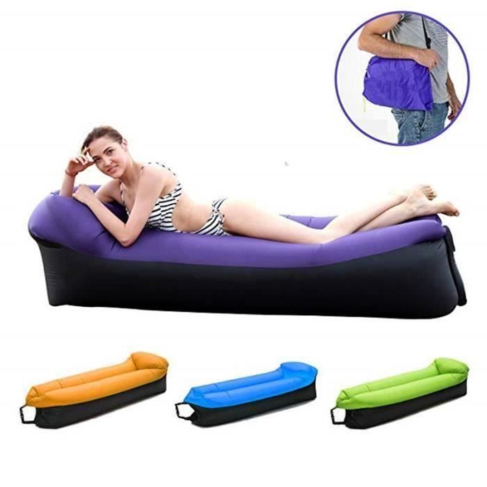 Canapé Gonflable Ultra Portable - Chaise Longue Plage Étanché 240 Cm, 225 Kg Max, Idéal Camping Randonnée Piscine
