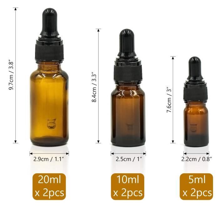 1/56,7 gram bouteilles dhuiles essentielles œil de verre pipettes Lot de 15 Compatible avec 15 ml 