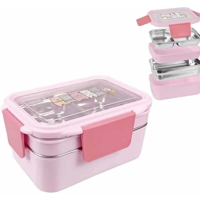 Lot De 2 Boîtes Bento Isothermes Inox + Sac Repas - 13.5x10.5x7cm - Micro-ondes, Lave-vaisselle - Pour École, Bureau