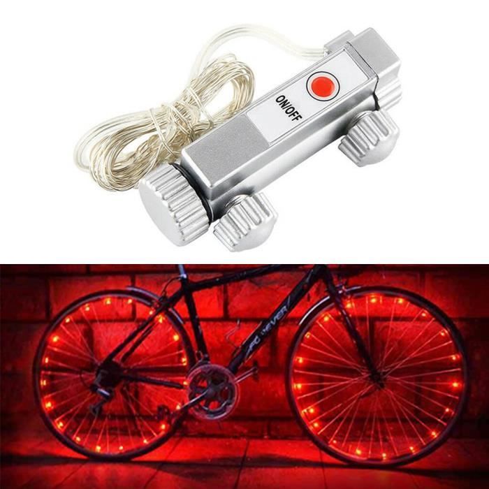 Decoration de velo Lumieres multicolores a 20 LED pour jantes de velo bandes lumineuses etanches pour rayons de roues Rouge D6111 Cdiscount Sport