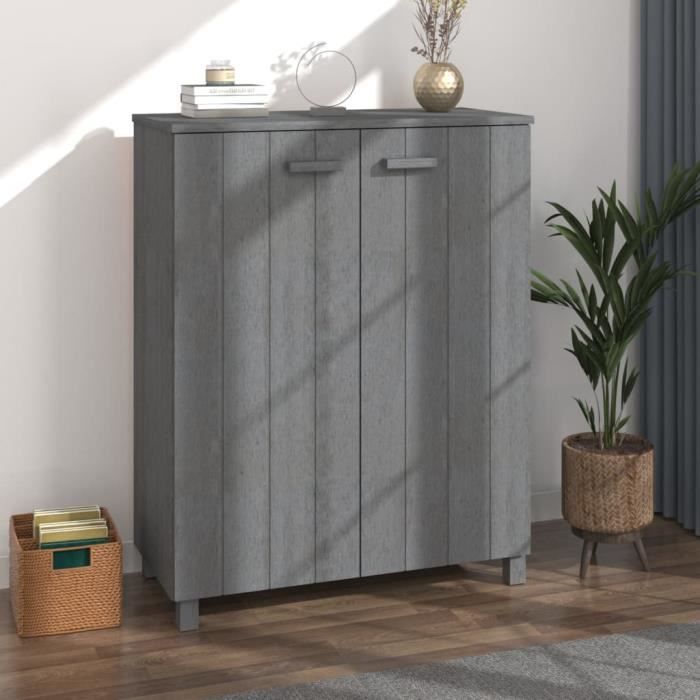 Meuble à Chaussures Armoire à chaussures - Gris foncé 85x40x108 cm Bois de pin solide - 52806