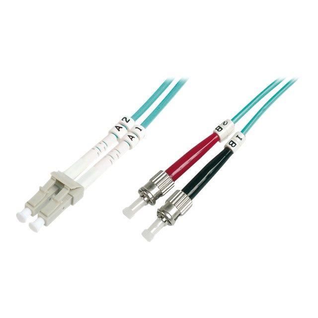 Câble Fibre Optique Duplex 50/125 OM3 ST LC Aqua 1 m