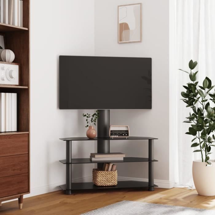 sib meuble tv d'angle 3 niveaux pour 32-70 pouces noir 7462031947762