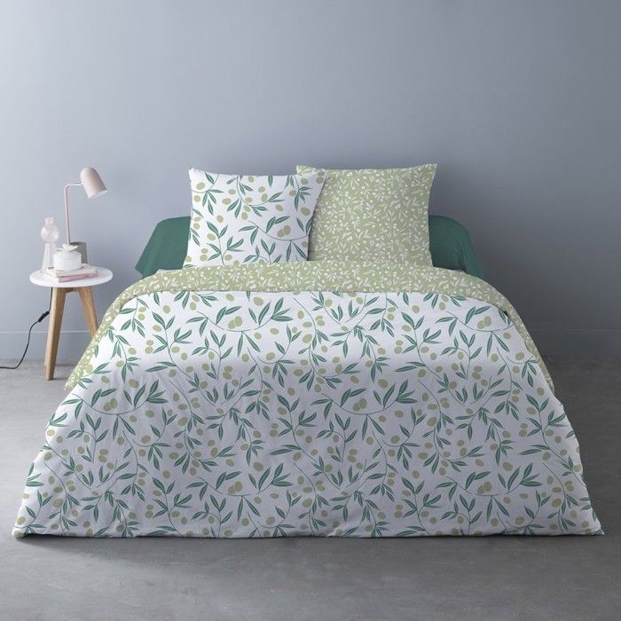 Housse de couette 240x220 Misaki vert + 2 taies Housse de couette 240x220 Misaki vert + 2 taies
