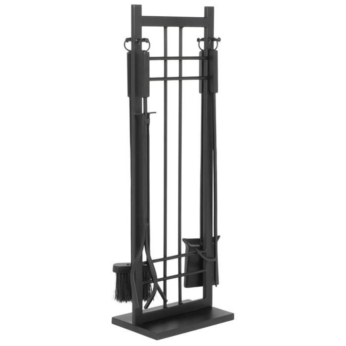 Ensemble d'outils pour cheminée 5 pièces : tisonnier, pelle, balai à