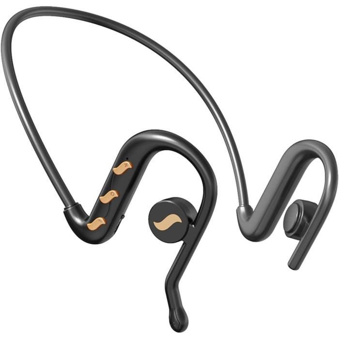 Écouteurs à Conduction Osseuse Noirs – Oreille Ouverte Bluetooth, Sport & Sécurité