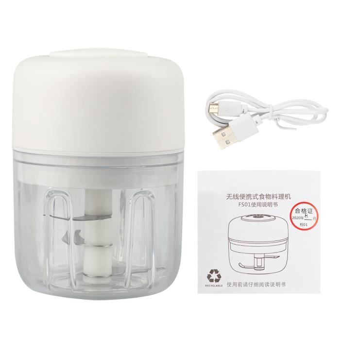 Hachoir à Ail Électrique Rechargeable Type-C - Broyeur Multifonction Pour Ail, Gingembre, Oignon - Compact, Sans Fil