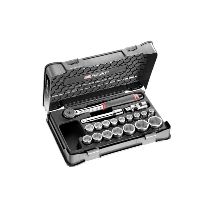 Coffret clé à cliquet + douilles 12'' FACOM .161 2P6PB 19 pièces - vue 2