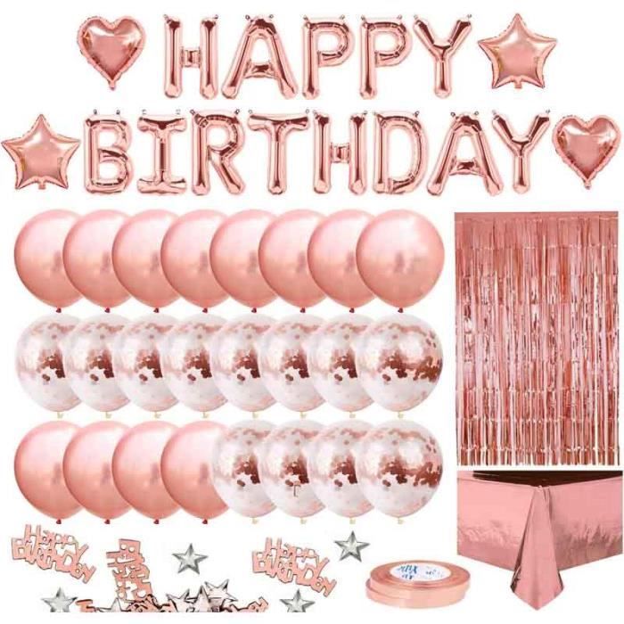 Déco Anniversaire 1 An Fille – Ballons Roses, Bannière, Nappe – Kit Complet – Fête Princesse Et Baby Shower