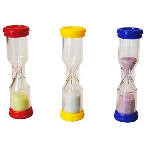 Sabliers De 3 Minutes Pour Brossage Des Dents Enfants - Lot De 3 Avec Ventouses - Sable Coloré Bleu/rose/vert