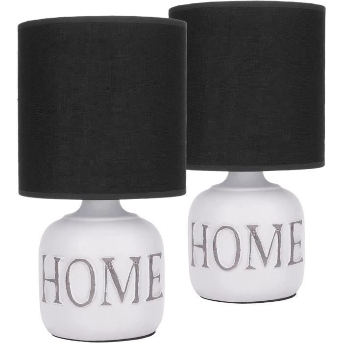 BRUBAKER Set de 2 lampes de table ou de chevet Home - Lampe de table avec base en céramique et abat-jour en tissu - hauteur 30 5 cm