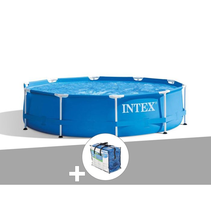 Piscine tubulaire ronde INTEX Metal Frame 3,05m - Bâche à bulles - Filtre à cartouche