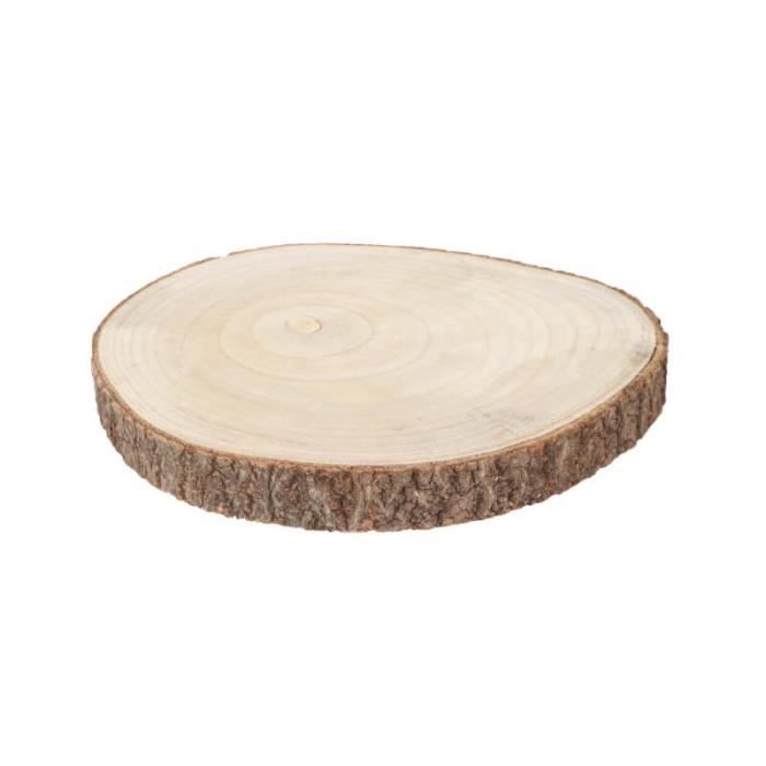Dessous dassiette en bois massif - JOUR DE FETE - Rond - Style campagne - Diamètre 34 cm - Épaisseur 35 cm