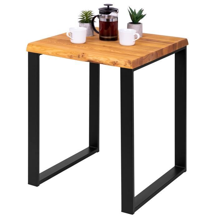 lamo manufaktur table de bar cuisine - table haute industrielle - table haute en bois - 60x60x76 cm - noir - modern - foncé