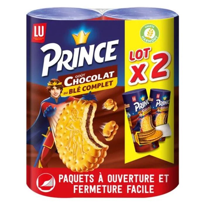 LU PRINCE Lot de 2 Biscuits fourrés parfum chocolat - 300 g