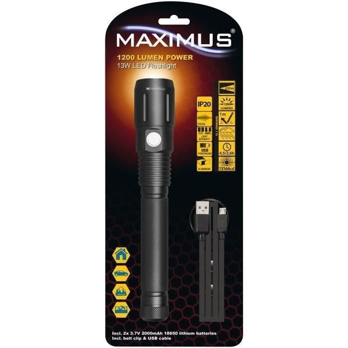 maximus lampe torche rechargeable 1200lm 13w ip44