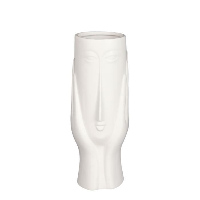 Vase Visage L12 x B11,5 x H30 cm Blanc Mica Decorations