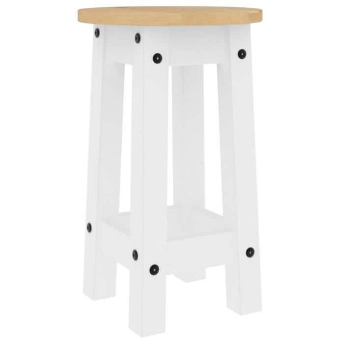 Tabourets de bar - MOTHINESSTO - Lot de 2 - Bois massif de pin - Blanc - 30 x 505 cm