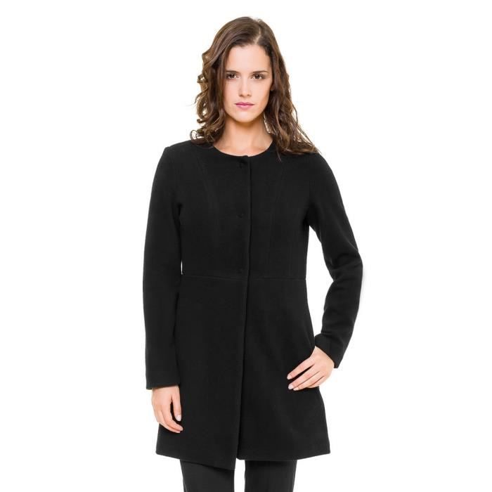manteau mi long noir femme