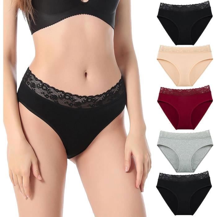 5 pieces Culotte Femme Coton Stretch Taille Haute Slip Douce Culotte Hipster Couleurs multiples Cdiscount Pret a Porter