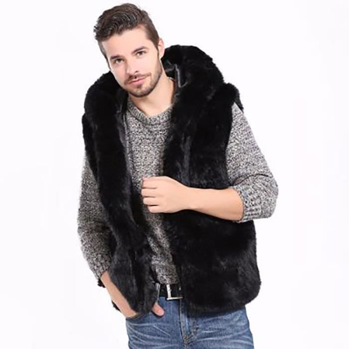 Gilet homme de marque fausse fourrure gilet homme Grand chapeau de