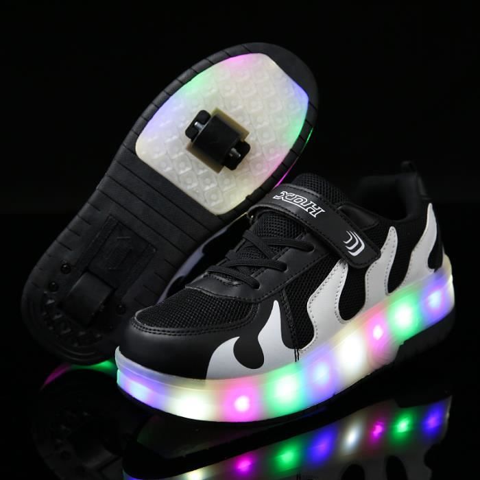 YSTHEZ Chaussures de Patin à roulettes Garçons Filles Sneakers Baskers USB Chargements Roller Skate Skate Chaussures avec Une télécommande Two Roues Chaussures pour Enfants Débutants,Dark Blue,38 