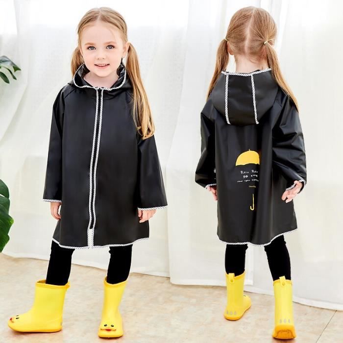 Manteau De Pluie Jaune Fille - Imperméable Avec Capuche - Occasion Très Bon état