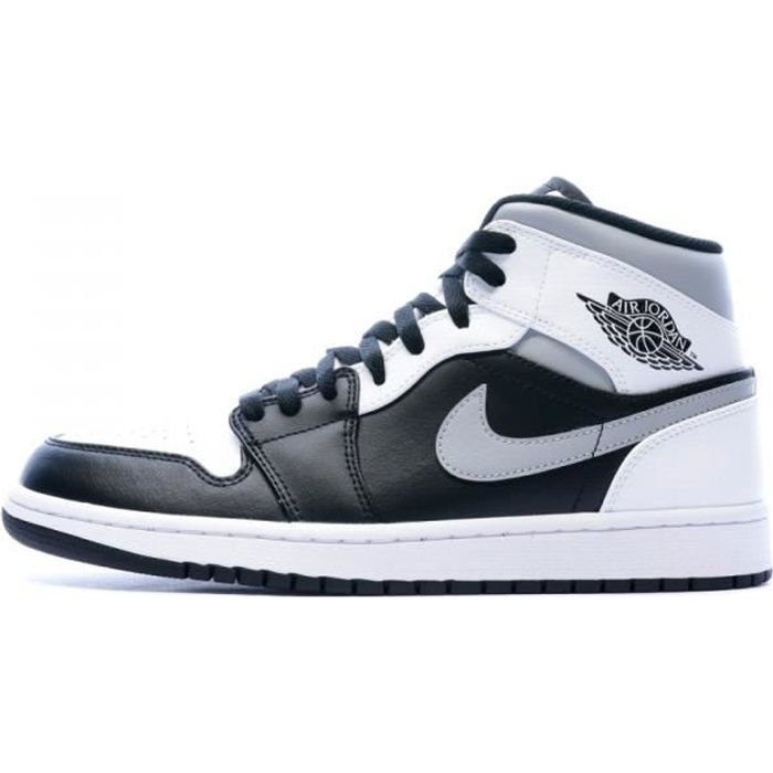 Air Jordan 1 MID Baskets Noir/Blanc Homme Nike Blanc 