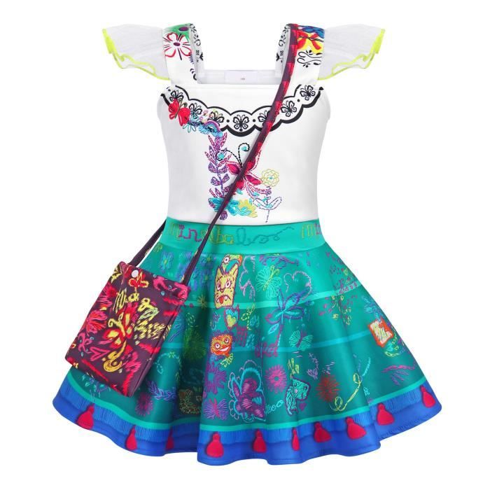 Robe Fille Tout-Petit Enfants Filles Manches Volantes Imprimés Dessin Animé Nœud Vêtements Robes Tout-Petits Rose 2 Ans-3 Ans