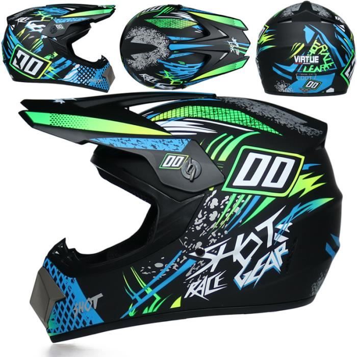 Casque Moto Cross Intégral Pour Enfant – Certifié DOT/ECE – Avec Masque, Lunettes Et Gants – Tailles S à XL