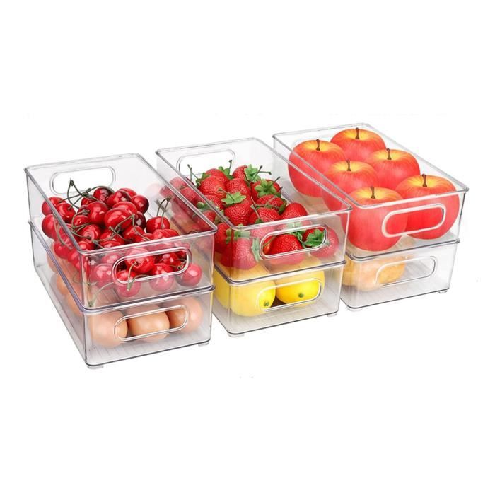 Bac Rangement Frigo - OHMG - Lot de 6 - Transparent - Plastique - Rectangulaire
