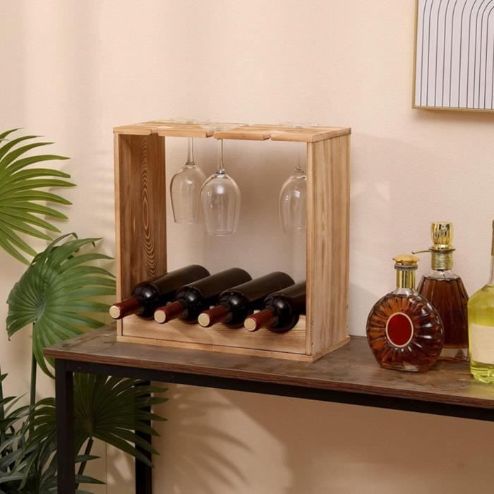 Casier à Vin Bois PINEEA - Rangement 12 Bouteilles - Style Vintage - 50x40x30cm - Déco Cave Ou Cuisine