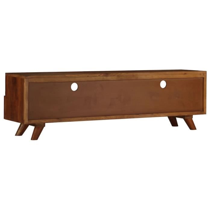 Meuble TV - OMABETA - Bois de récupération solide - 140 x 30 x 40 cm - Vintage - 2 étagères ouvertes