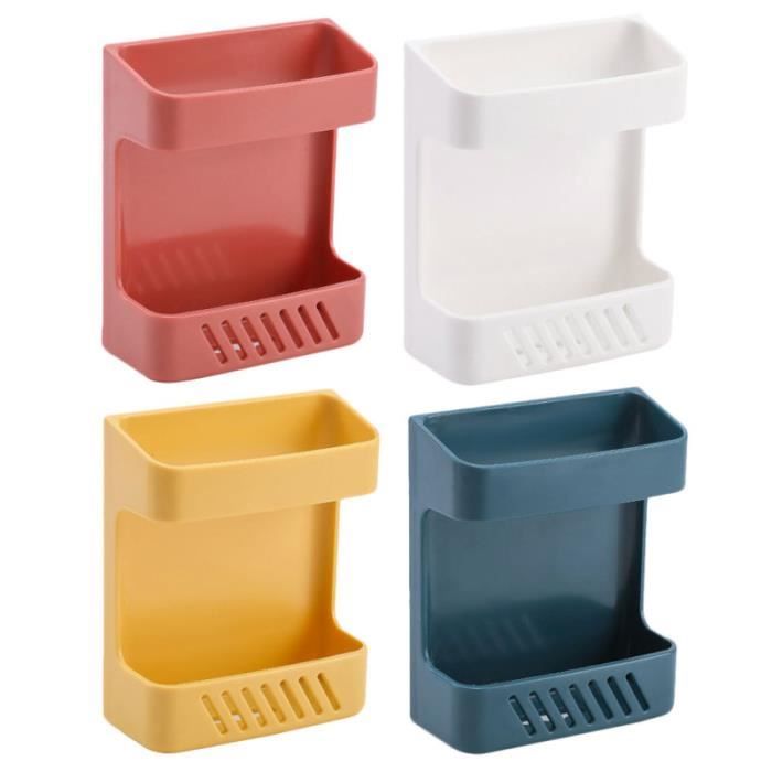 Lot De 3 Boîtes De Rangement Murales Autocollantes - Support Télécommande, Salle De Bain, Bureau - Blanc, Sans Perçage