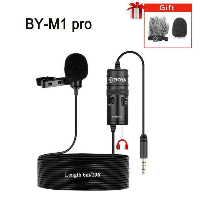 BOYA BY-M1 condensateur Lavalier Clip-on Microphone 3.5mm TRRS 6M micro  pour PC iphone DSLR caméra  - M1 PRO-FF01