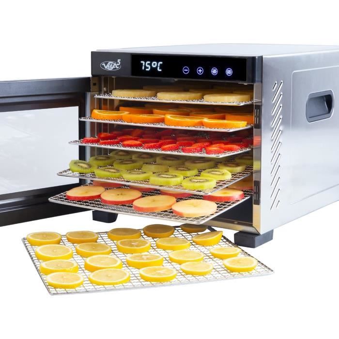 Déshydrateur Alimentaire Biolomix BD1210, 400W, 6 Plateaux Inox, écran Tactile LCD, Noir, Neuf