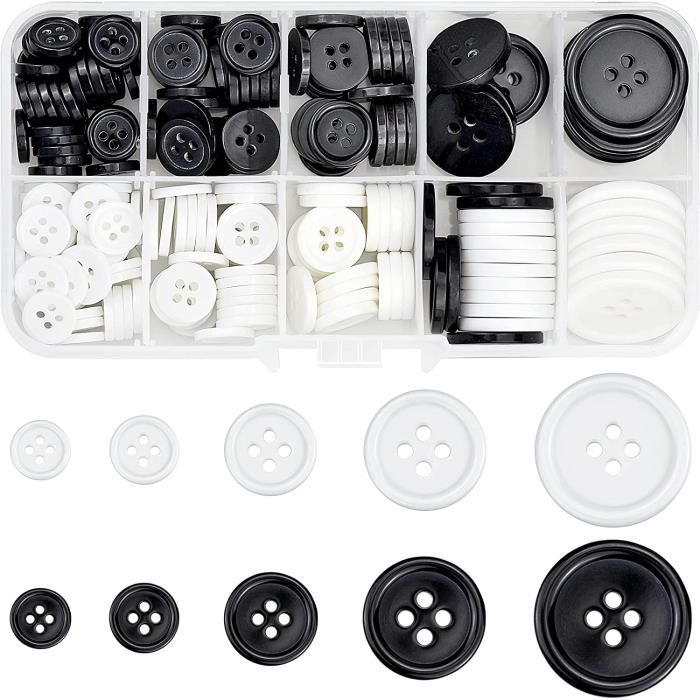 Lot De 20 Boutons Perlés En Résine à Coudre – Forme Fleur, Tige, Pour Vêtements Femme, Blanc Ou Noir