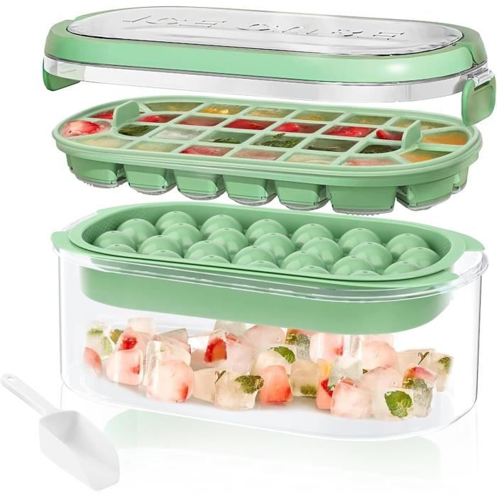 Bac à Glaçons Silicone 48 Cubes Avec Couvercle - Démoulage Facile, Portable - Pour Cocktails, Boissons, Congélation - 5