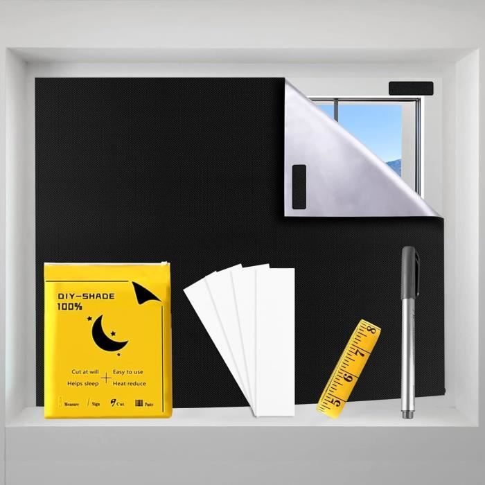Store Occultant Fenêtre 200 X 145 CM Portable Sans Percage - Rideau Blackout Thermique Découpable, Idéal Chambre Et Voyage