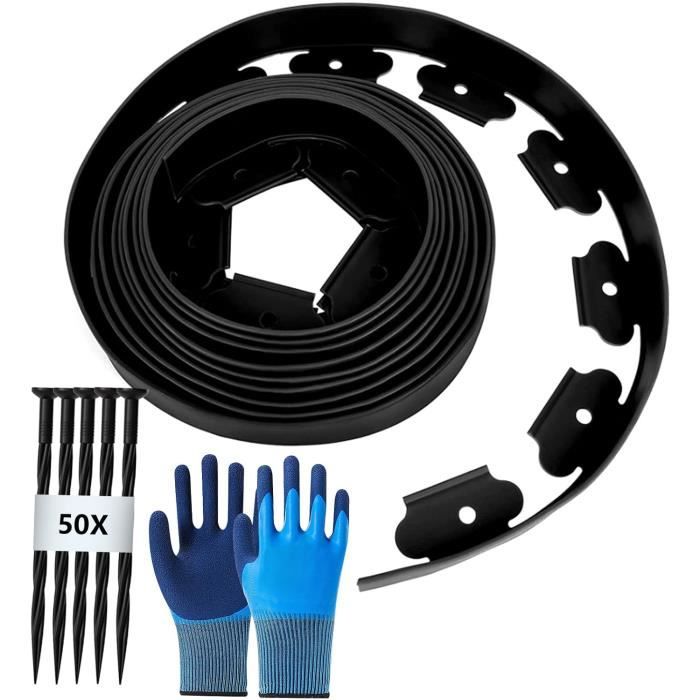 Bordure De Jardin Flexible 5m × 5cm, Bordures De Jardin Avec 15 Piquets D'ancrage, Bordure