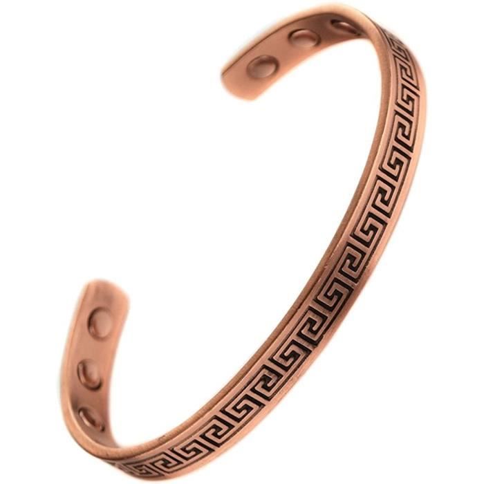 Bracelet Magnétique En Cuivre Avec Pendentif Anubis - Neuf - Fabriqué En France