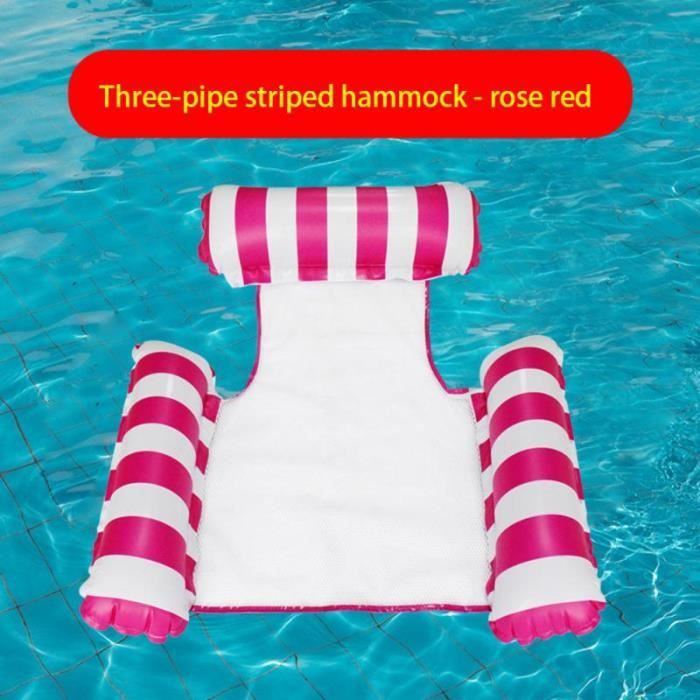 Nouvelle natte Gonflable à Trois Tubes siège de Piscine hamac Housse de Tissu bouée Pliable lit Gonflable avec Dossier natte Flottante Feuille d'érable pour Piscine et Plage (Bleu Royal